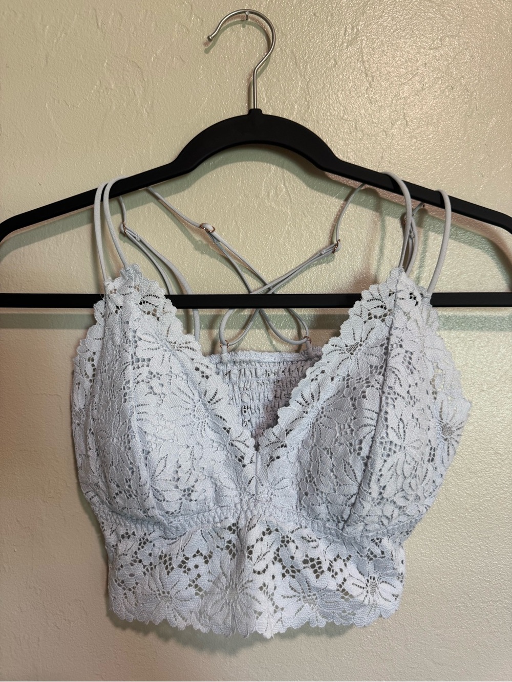 Victoria’s Secret PINK Blue Floral Lace Longline Bralette Size S